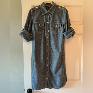 Tory Burch Blue Denim Shirt Dress